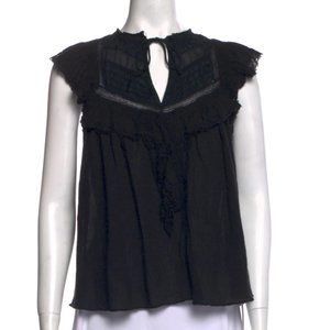 Ulla Johnson Black Lace Tie Neck Blouse